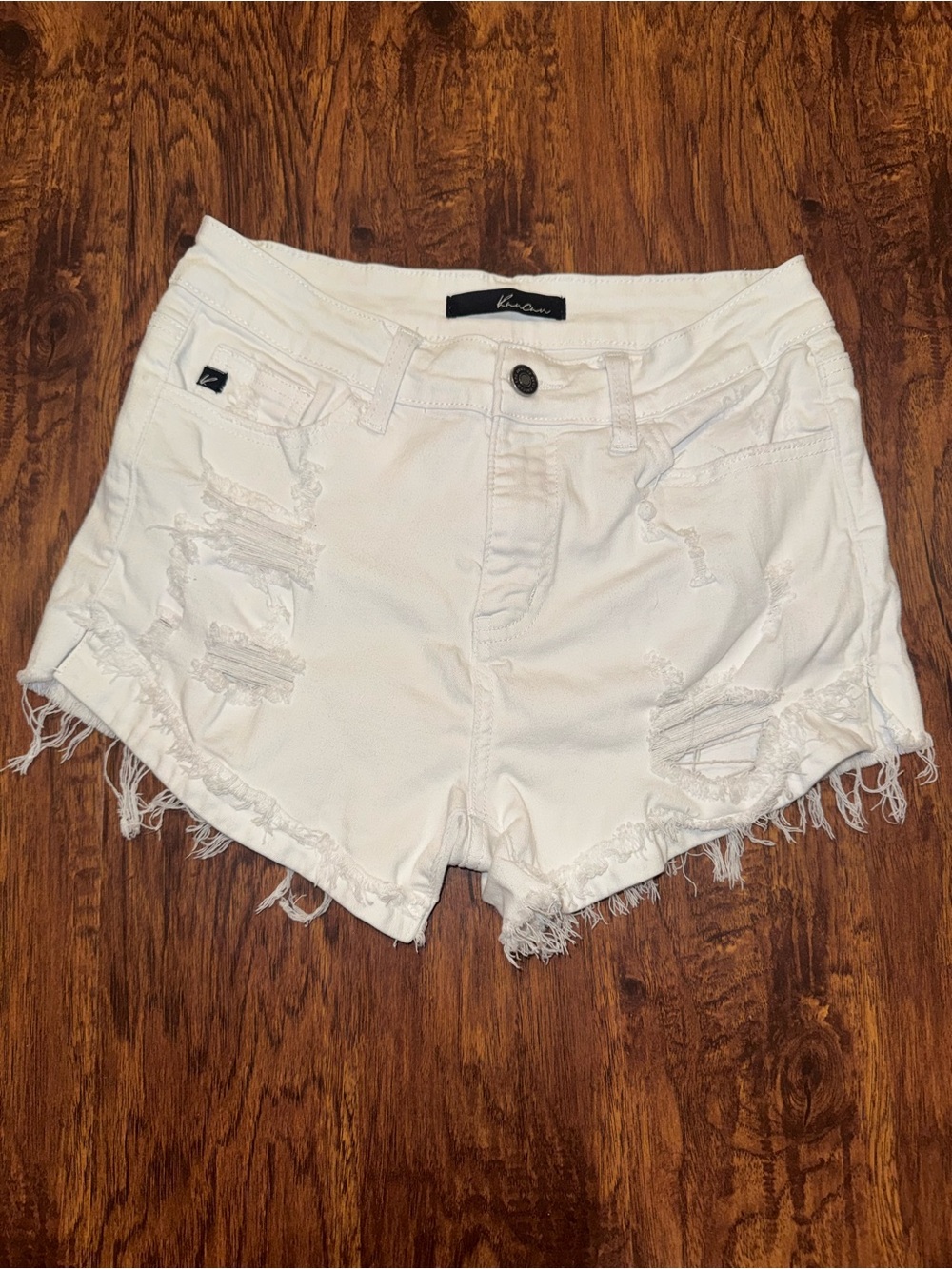 KanCan White Distressed Denim Jean Shorts